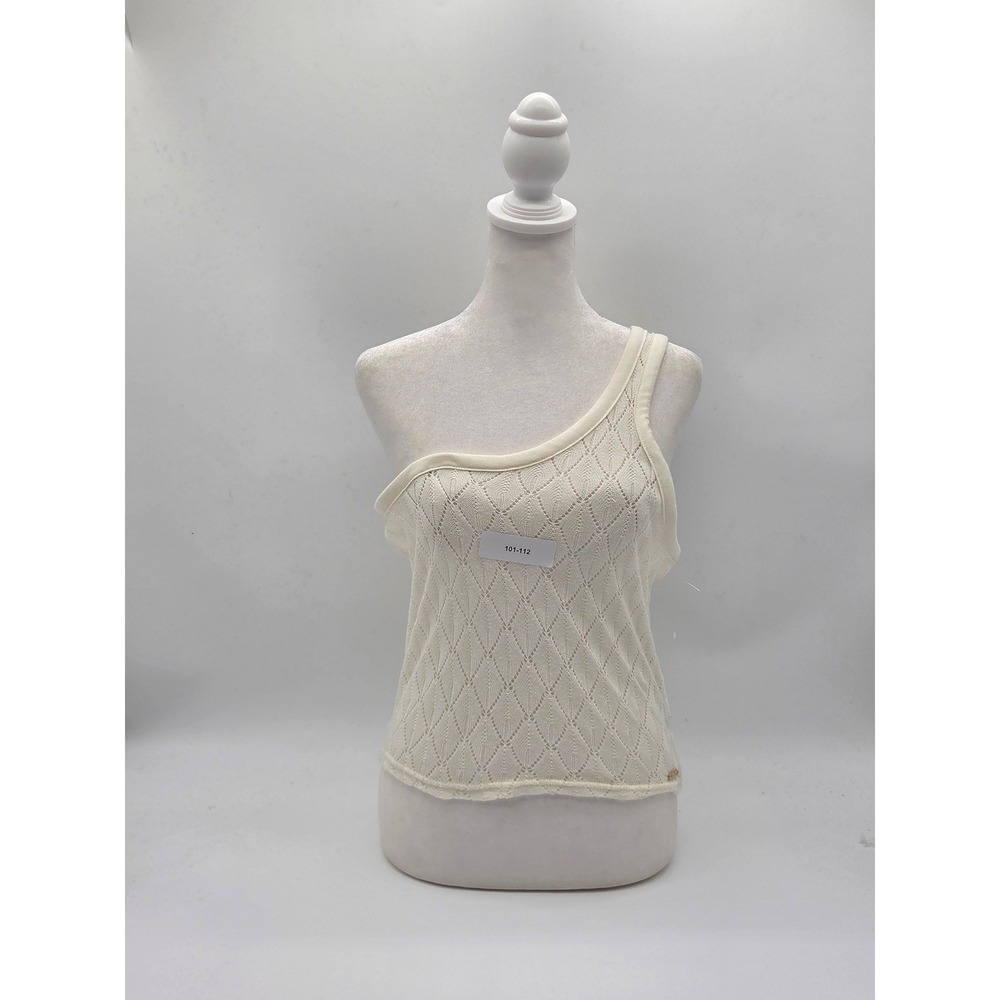 Billabong One Shoulder Knit Tank Top Women's Large Ivory Pointelle